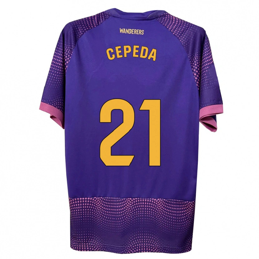 Danxen Børn Lucas Cepeda #21 Lilla Hvid Pink Udebane Spillertrøjer 2026/27 Trøje T-Shirt