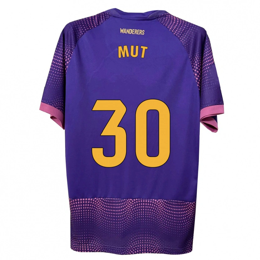 Danxen Børn Joan Mut #30 Lilla Hvid Pink Udebane Spillertrøjer 2026/27 Trøje T-Shirt