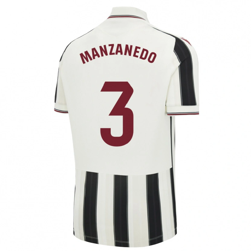 Danxen Børn Aitor Manzanedo #3 Sort Hvid Rød Udebane Spillertrøjer 2026/27 Trøje T-Shirt