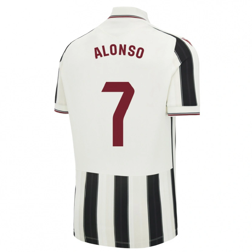 Danxen Børn Javi Alonso #7 Sort Hvid Rød Udebane Spillertrøjer 2026/27 Trøje T-Shirt