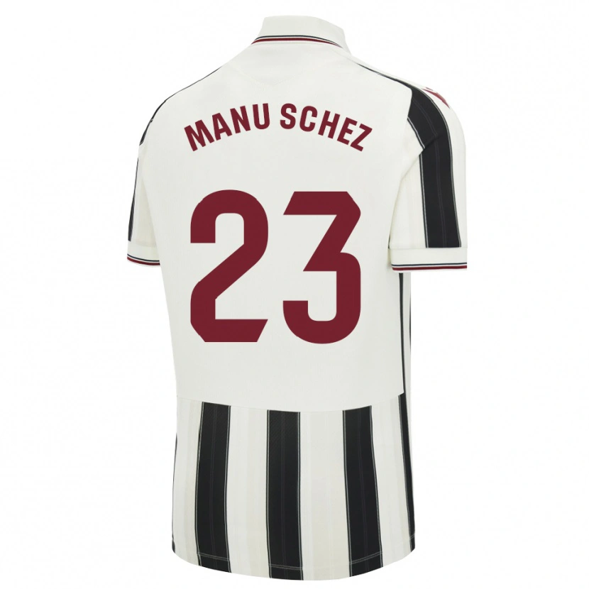 Danxen Børn Manu Sánchez #23 Sort Hvid Rød Udebane Spillertrøjer 2026/27 Trøje T-Shirt
