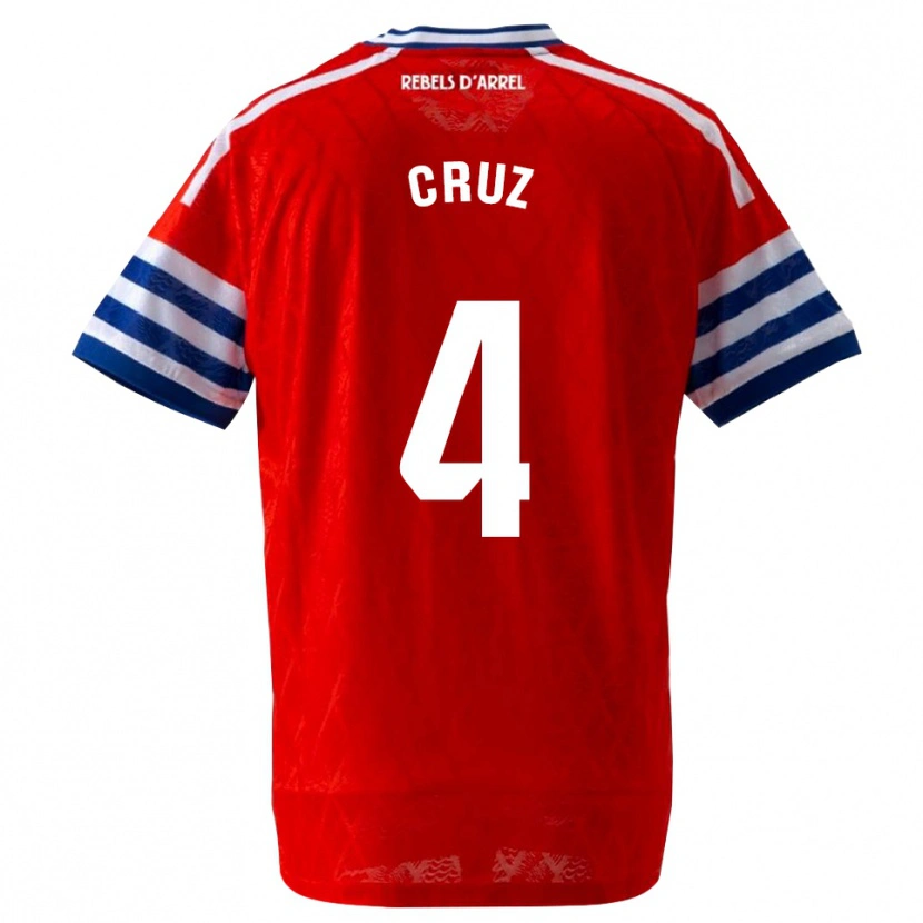 Danxen Børn Ian Cruz #4 Kongeblå Rød Udebane Spillertrøjer 2026/27 Trøje T-Shirt