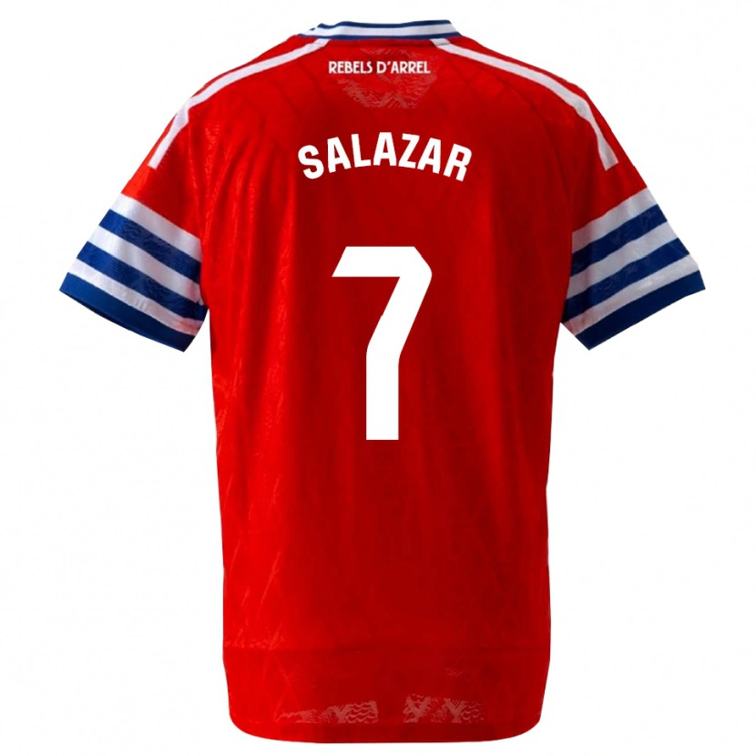 Danxen Børn Leo Salazar #7 Kongeblå Rød Udebane Spillertrøjer 2026/27 Trøje T-Shirt