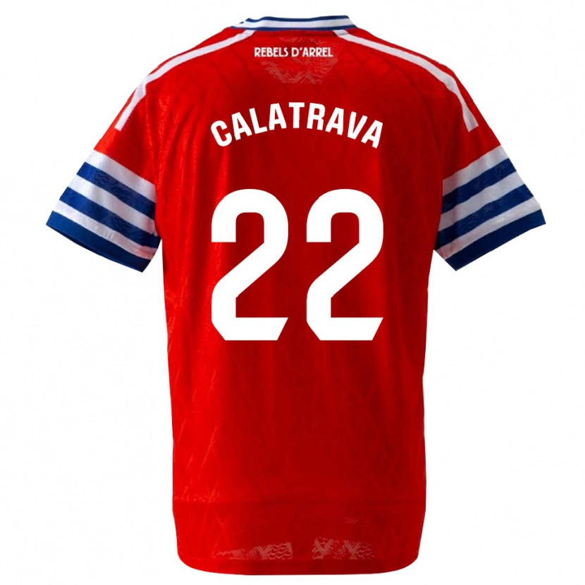 Danxen Børn Álex Calatrava #22 Kongeblå Rød Udebane Spillertrøjer 2026/27 Trøje T-Shirt