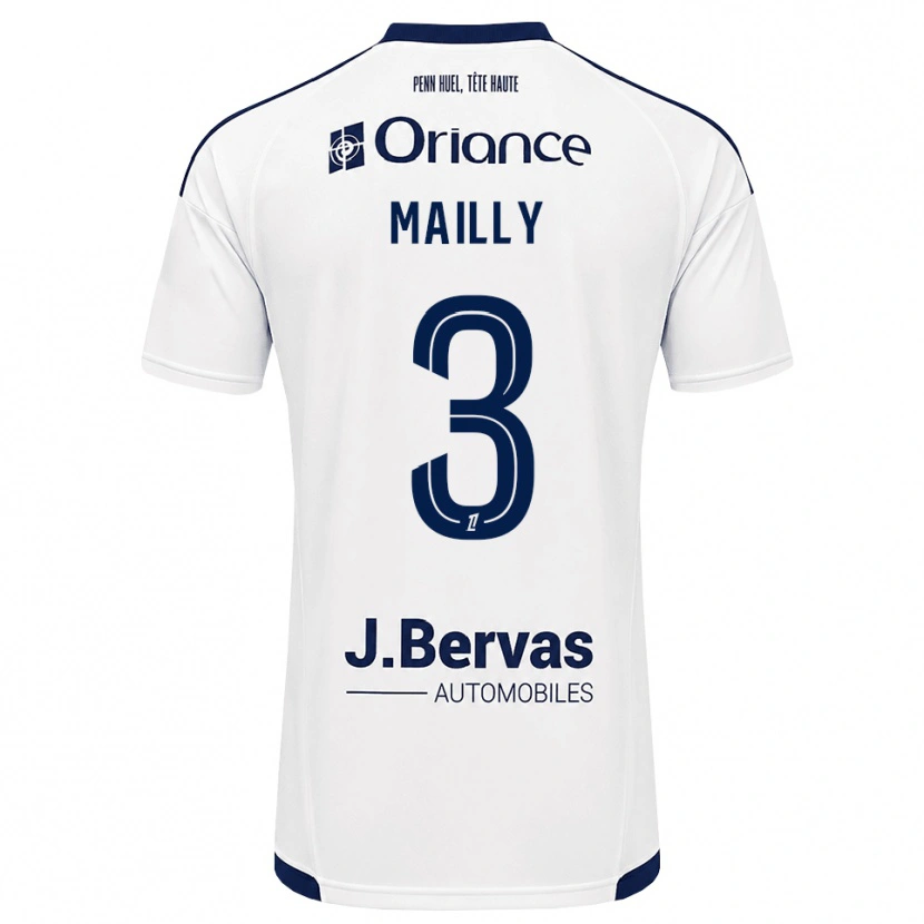 Danxen Børn Evan Mailly #3 Marinehvid Udebane Spillertrøjer 2026/27 Trøje T-Shirt