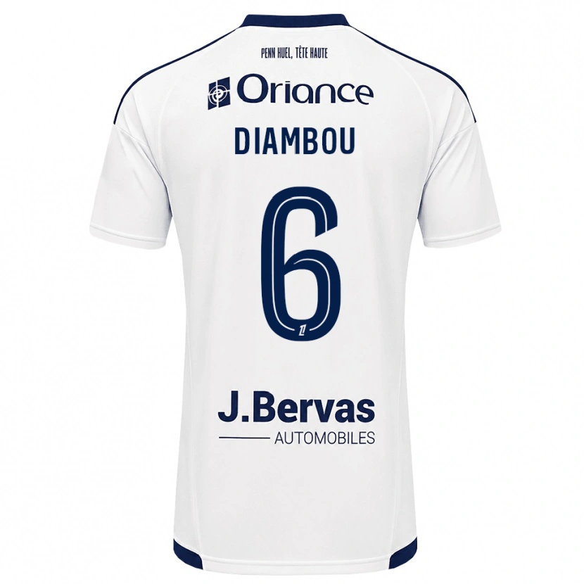 Danxen Børn Mamady Diambou #6 Marinehvid Udebane Spillertrøjer 2026/27 Trøje T-Shirt