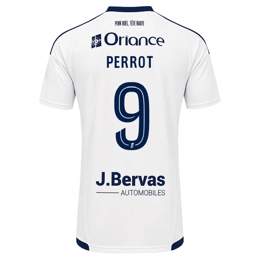 Danxen Børn Maël Perrot #9 Marinehvid Udebane Spillertrøjer 2026/27 Trøje T-Shirt