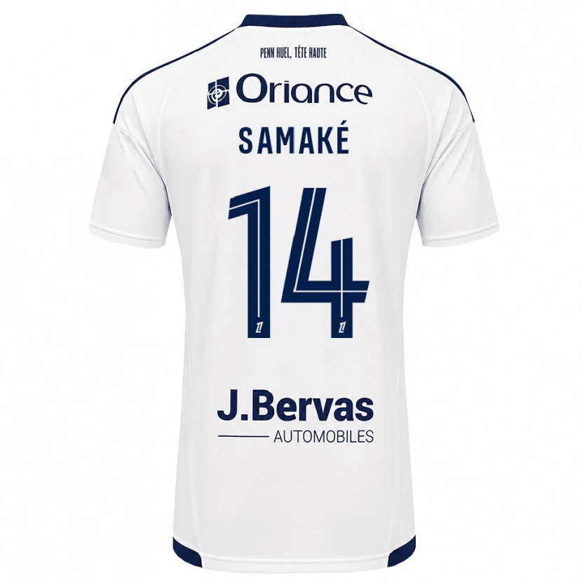 Danxen Børn Abdoul Samaké #14 Marinehvid Udebane Spillertrøjer 2026/27 Trøje T-Shirt