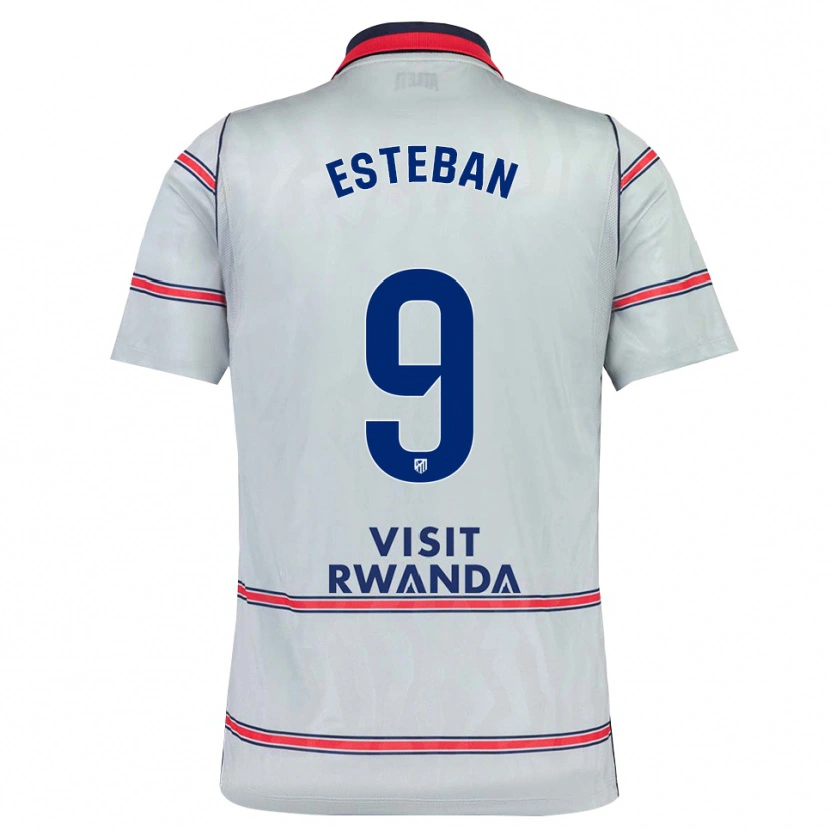 Danxen Børn Sergio Esteban #9 Grå Rød Marineblå Tredje Sæt Spillertrøjer 2026/27 Trøje T-Shirt
