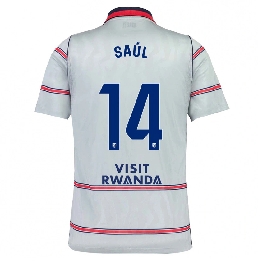 Danxen Børn Saúl Fernández #14 Grå Rød Marineblå Tredje Sæt Spillertrøjer 2026/27 Trøje T-Shirt