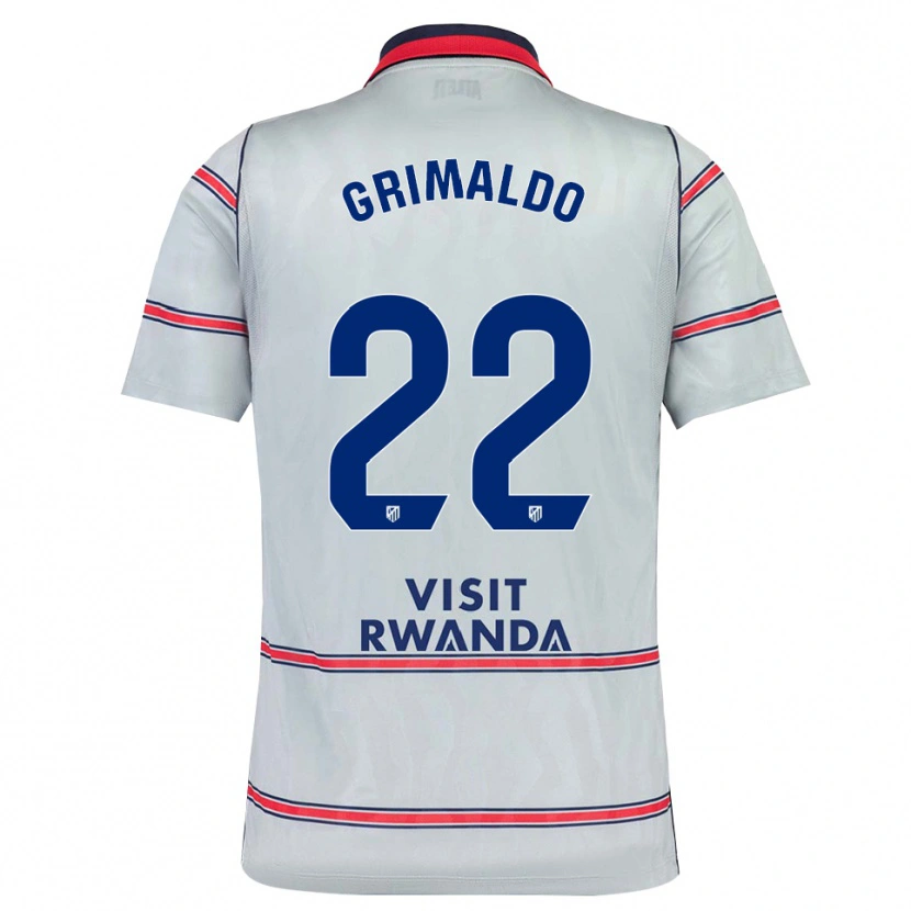 Danxen Børn Alejandro Grimaldo #22 Grå Rød Marineblå Tredje Sæt Spillertrøjer 2026/27 Trøje T-Shirt
