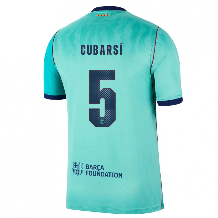 Danxen Børn Pau Cubarsí #5 Aqua Mørk Turkis Kongeblå Tredje Sæt Spillertrøjer 2026/27 Trøje T-Shirt