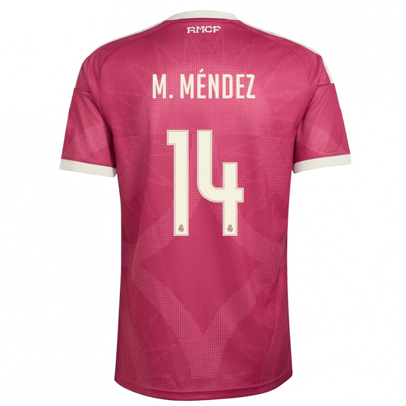 Danxen Børn María Méndez #14 Bleg Violet Rød Hvid Tredje Sæt Spillertrøjer 2026/27 Trøje T-Shirt