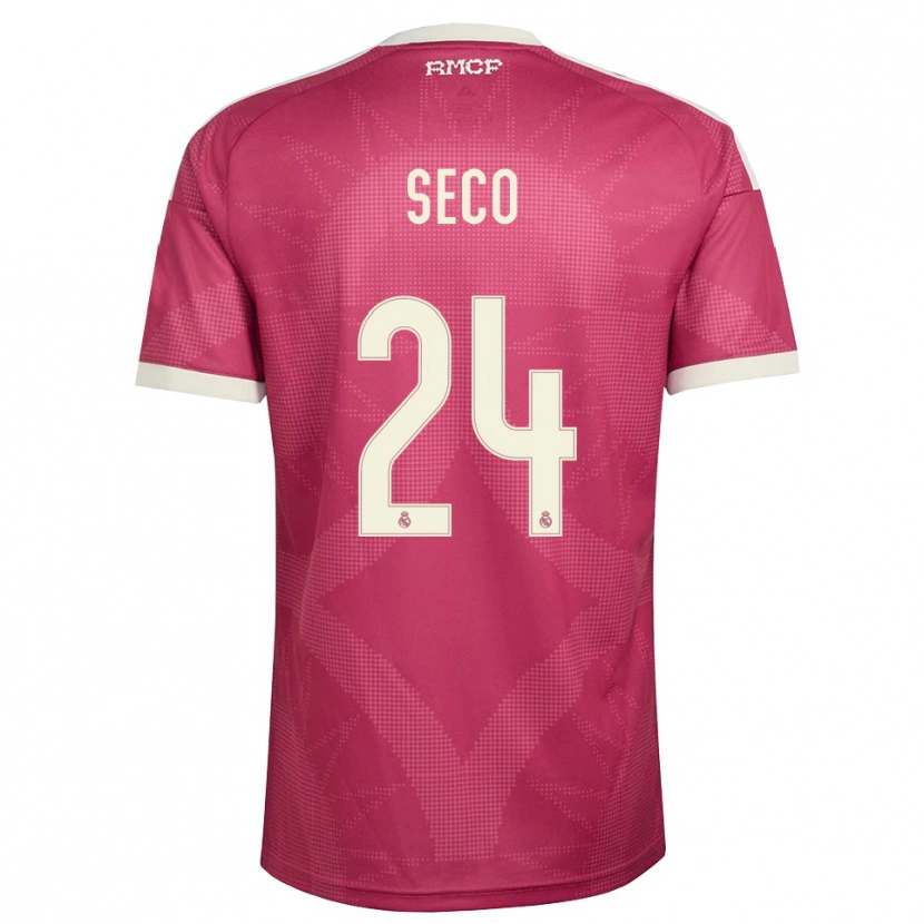 Danxen Børn Ferran Seco #24 Bleg Violet Rød Hvid Tredje Sæt Spillertrøjer 2026/27 Trøje T-Shirt