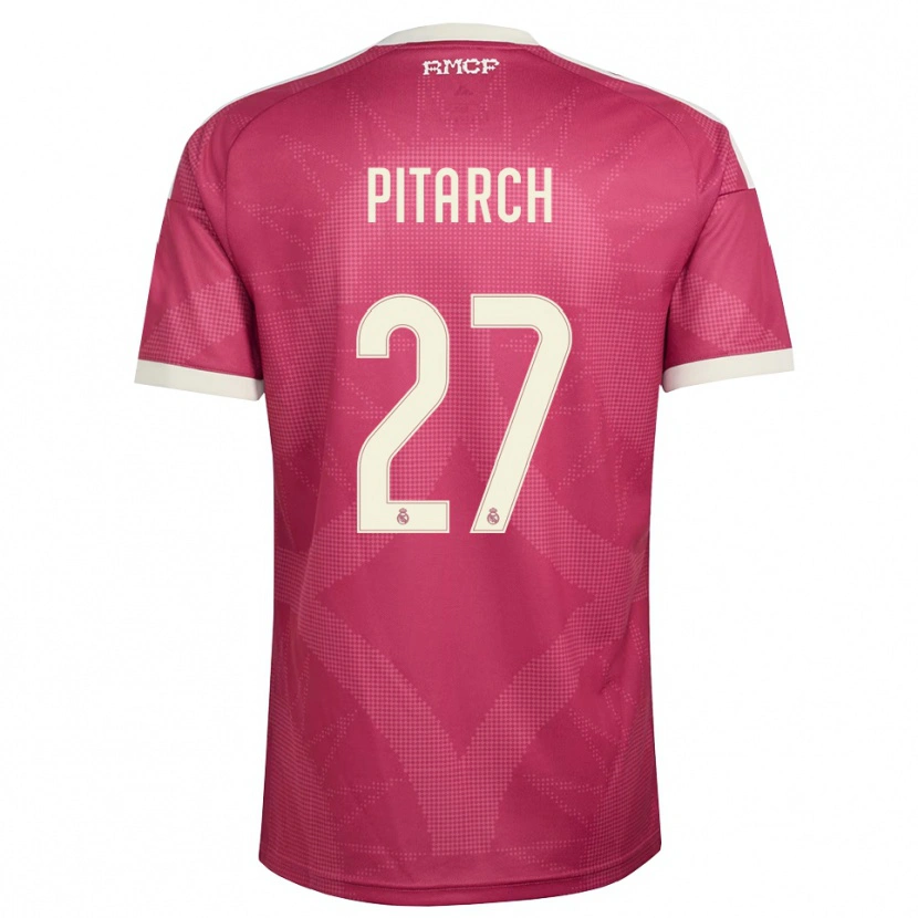 Danxen Børn Thiago Pitarch #27 Bleg Violet Rød Hvid Tredje Sæt Spillertrøjer 2026/27 Trøje T-Shirt