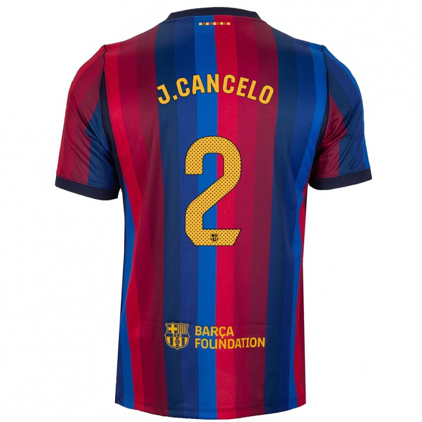 Danxen Børn João Cancelo #2 Kongeblå Rød Gul Hjemmebane Spillertrøjer 2026/27 Trøje T-Shirt