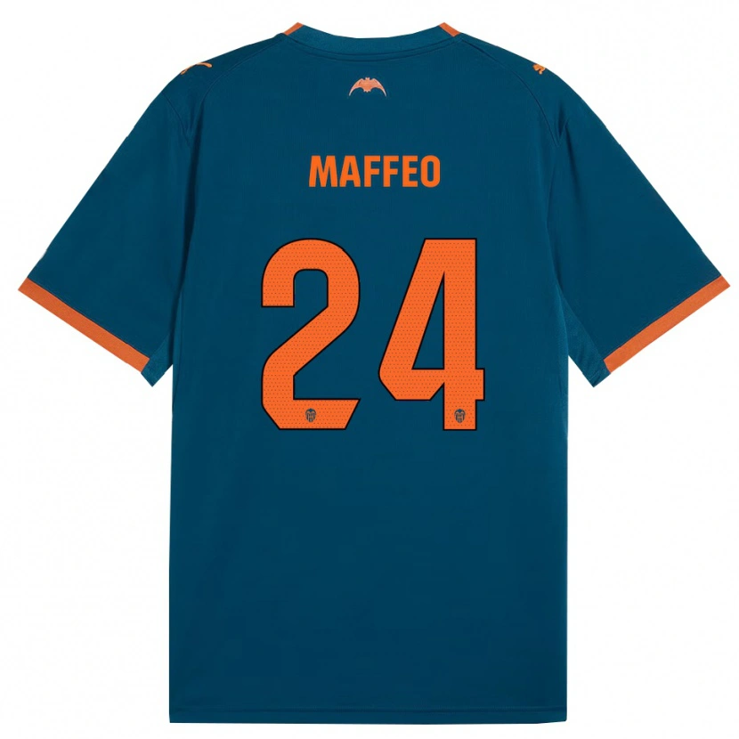Danxen Børn Pablo Maffeo #24 Stålblå Orange Udebane Spillertrøjer 2026/27 Trøje T-Shirt