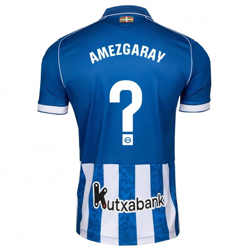 Danxen Mænd Ander Amezgaray #0 Blå Hvid Sort Hjemmebane Spillertrøjer 2026/27 Trøje T-Shirt
