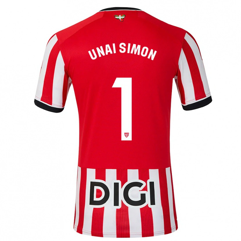 Danxen Mænd Unai Simón #1 Rød Sort Hvid Hjemmebane Spillertrøjer 2026/27 Trøje T-Shirt