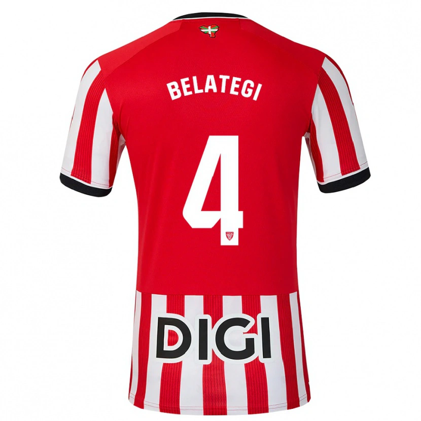 Danxen Mænd Danel Belategi #4 Rød Sort Hvid Hjemmebane Spillertrøjer 2026/27 Trøje T-Shirt