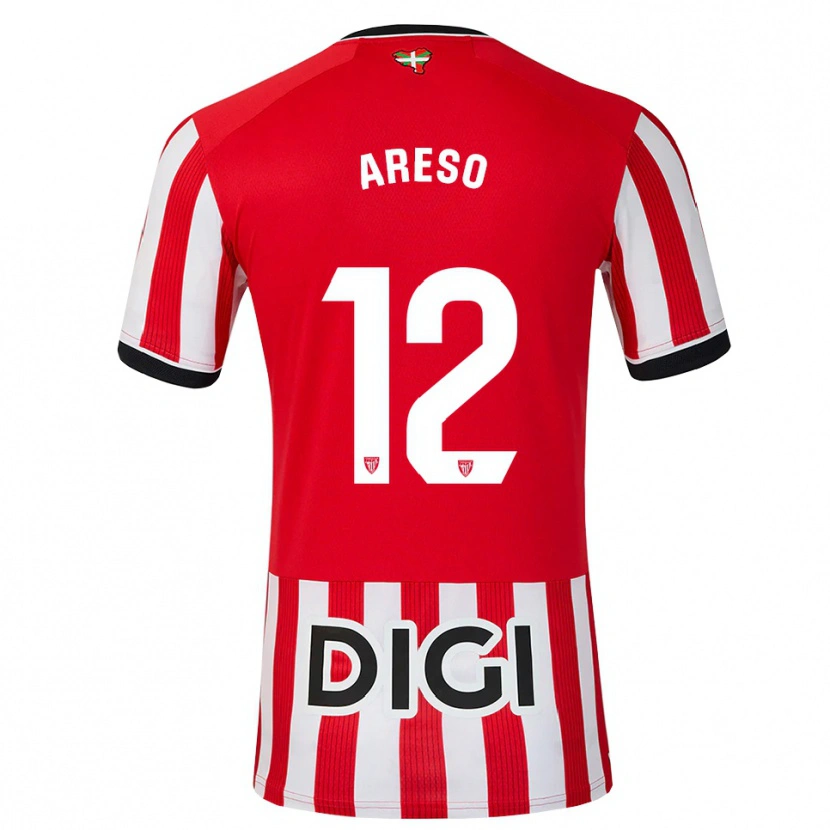 Danxen Mænd Jesús Areso #12 Rød Sort Hvid Hjemmebane Spillertrøjer 2026/27 Trøje T-Shirt