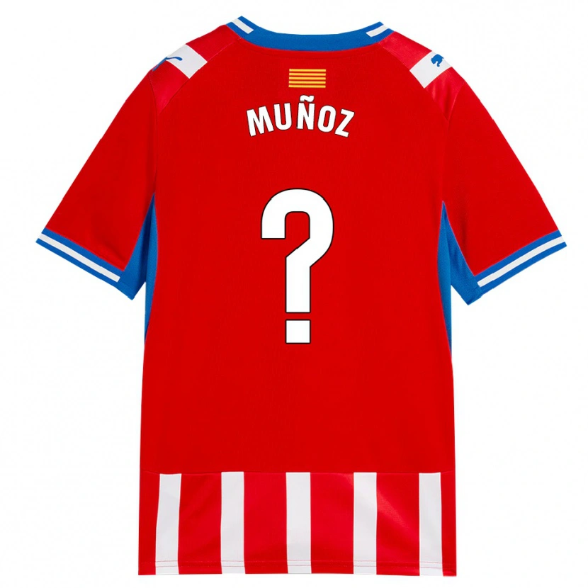 Danxen Mænd Yeray Muñoz #0 Rød Hvid Himmelblå Hjemmebane Spillertrøjer 2026/27 Trøje T-Shirt