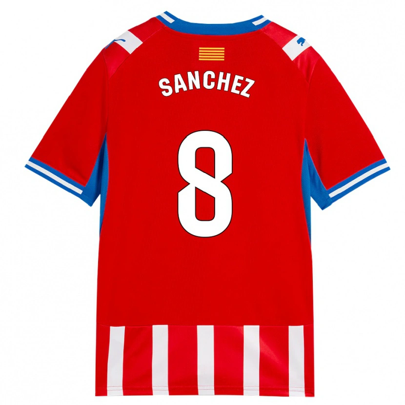 Danxen Mænd Miguel Ángel Sánchez #8 Rød Hvid Himmelblå Hjemmebane Spillertrøjer 2026/27 Trøje T-Shirt
