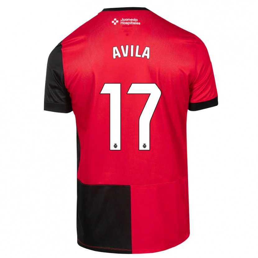 Danxen Mænd Santi Ávila #17 Sort Rød Hvid Hjemmebane Spillertrøjer 2026/27 Trøje T-Shirt