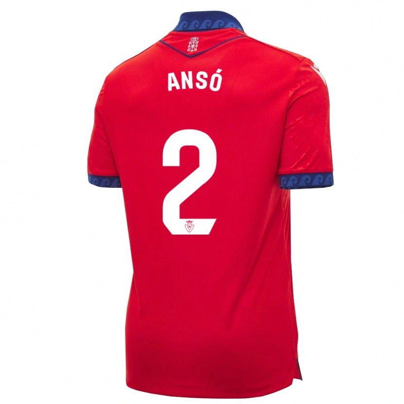 Danxen Mænd Mikel Ansó #2 Rød Marineblå Hvid Hjemmebane Spillertrøjer 2026/27 Trøje T-Shirt