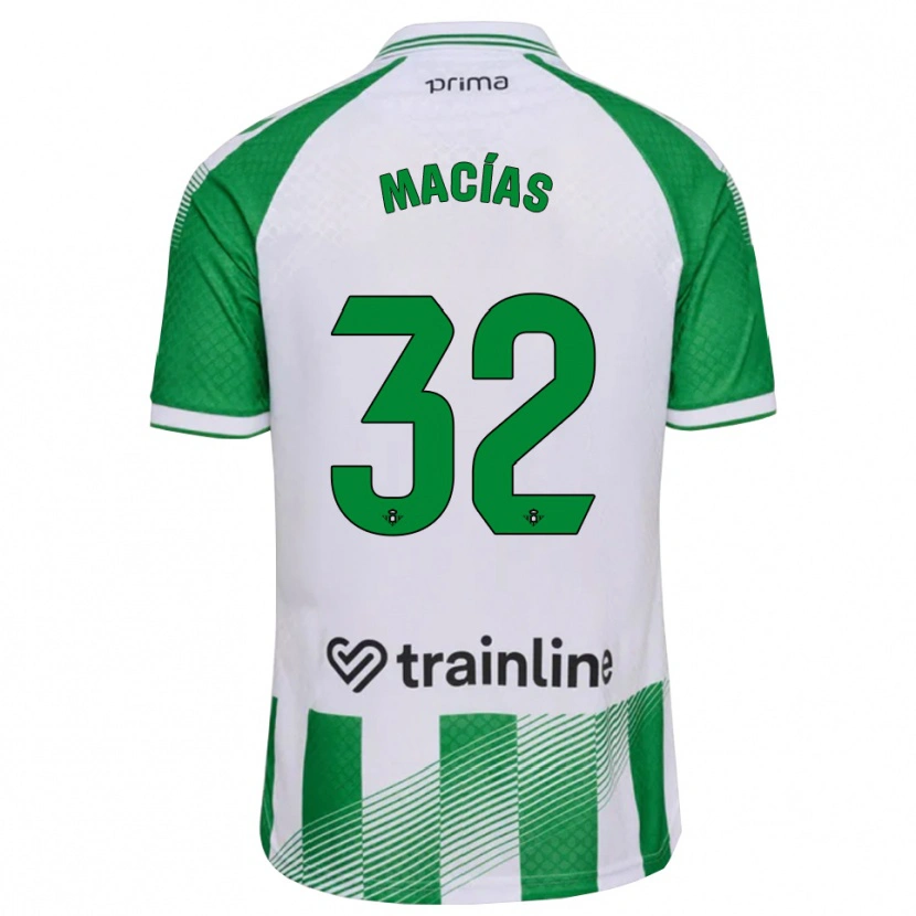 Danxen Mænd Curro Macías #32 Lys Grøn Sort Hvid Hjemmebane Spillertrøjer 2026/27 Trøje T-Shirt
