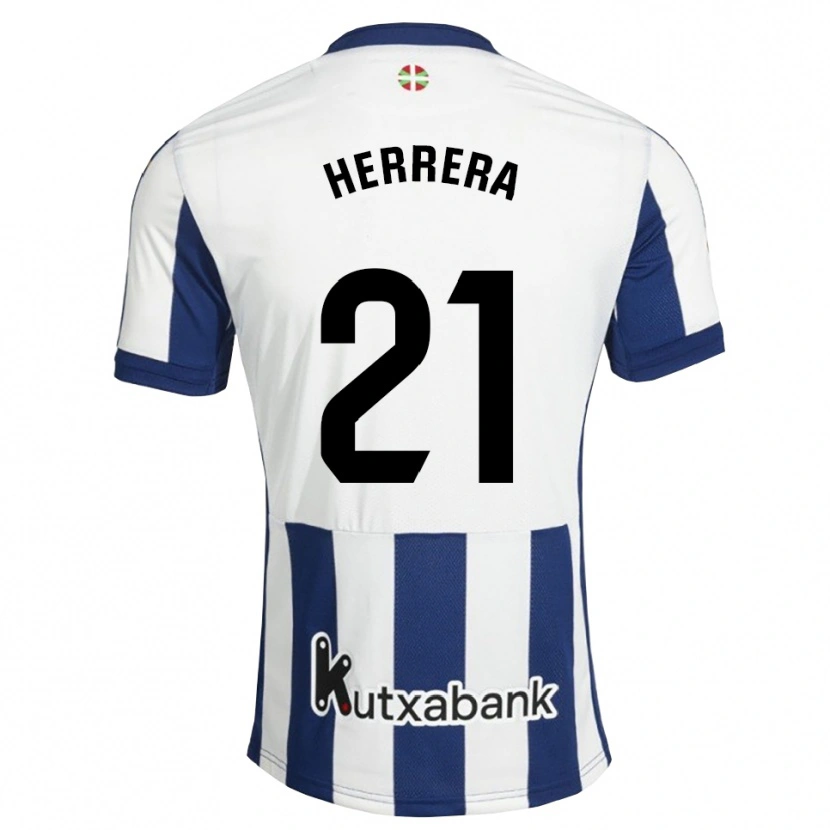 Danxen Mænd Yangel Herrera #21 Marinehvid Gyldenrod Hjemmebane Spillertrøjer 2026/27 Trøje T-Shirt