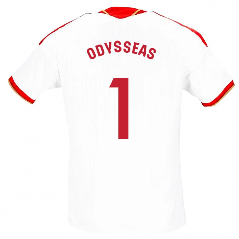 Danxen Mænd Odysseas Vlachodimos #1 Hvid Rød Hjemmebane Spillertrøjer 2026/27 Trøje T-Shirt