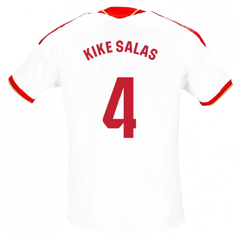 Danxen Mænd Kike Salas #4 Hvid Rød Hjemmebane Spillertrøjer 2026/27 Trøje T-Shirt