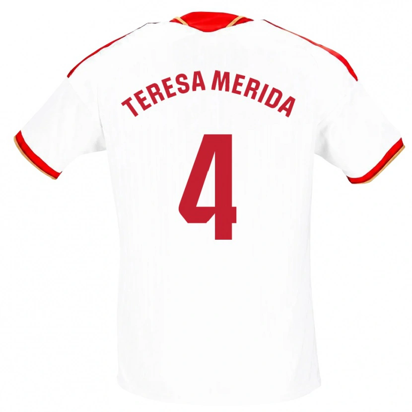 Danxen Mænd Teresa Merida #4 Hvid Rød Hjemmebane Spillertrøjer 2026/27 Trøje T-Shirt