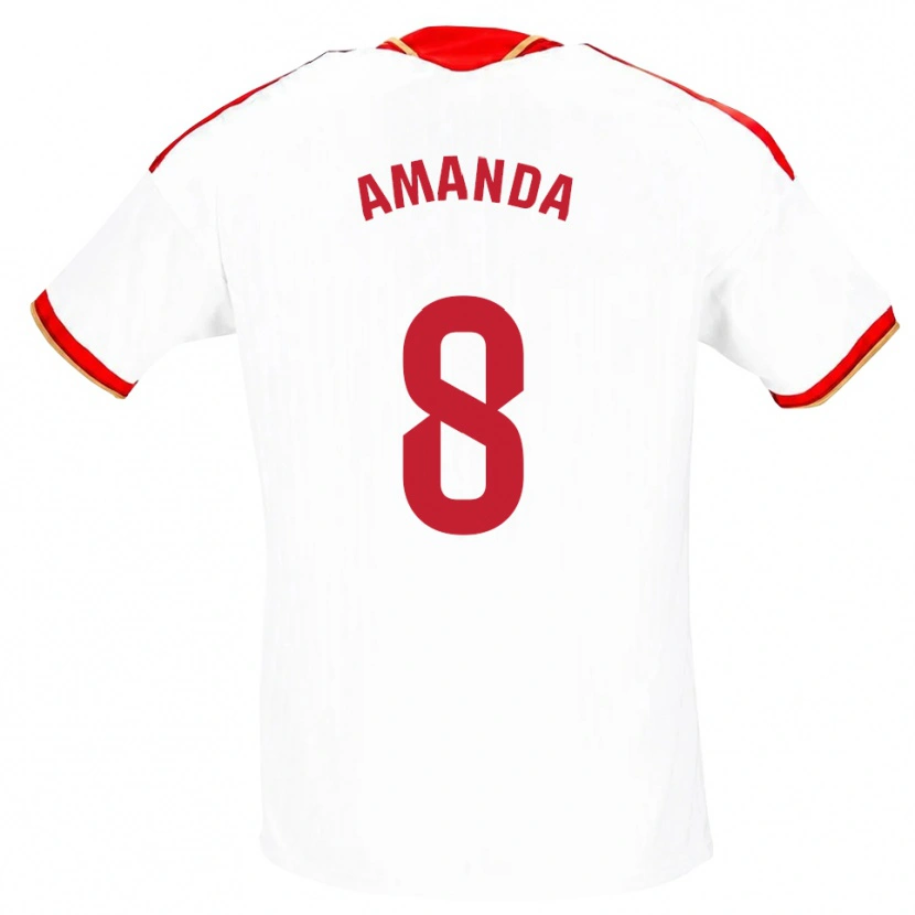 Danxen Mænd Amanda Sampedro Bustos #8 Hvid Rød Hjemmebane Spillertrøjer 2026/27 Trøje T-Shirt