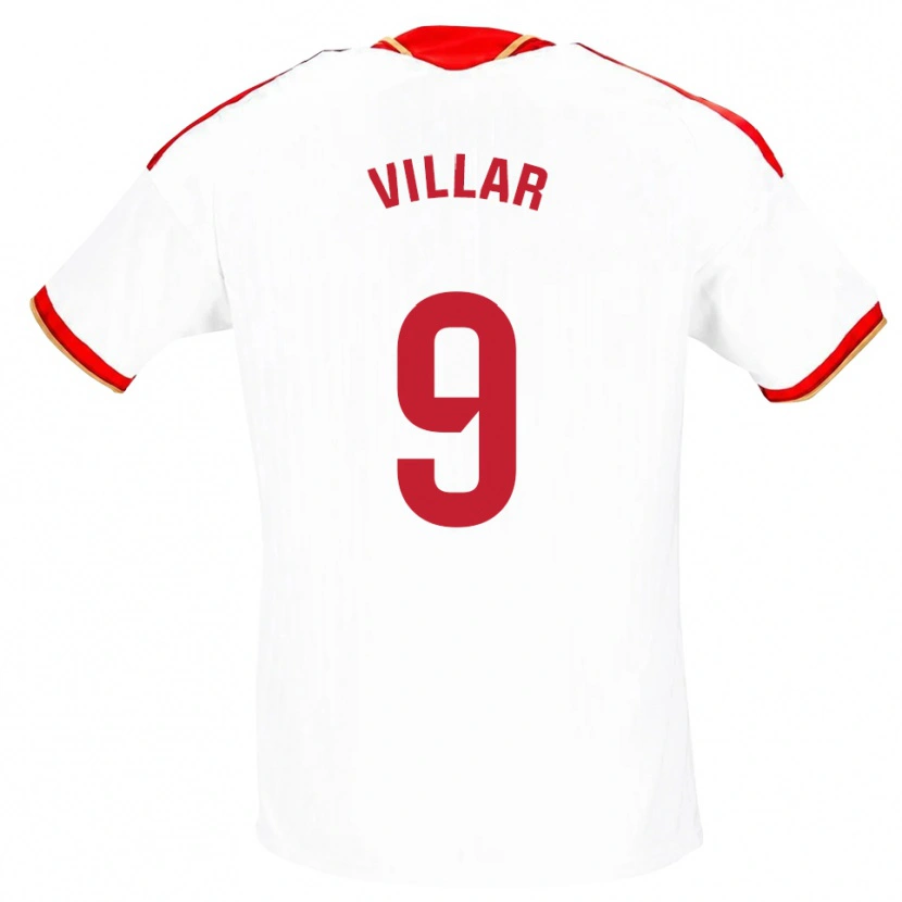 Danxen Mænd Iker Villar #9 Hvid Rød Hjemmebane Spillertrøjer 2026/27 Trøje T-Shirt