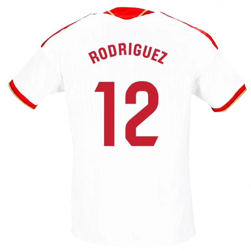 Danxen Mænd Lucía María Rodríguez Herrero #12 Hvid Rød Hjemmebane Spillertrøjer 2026/27 Trøje T-Shirt