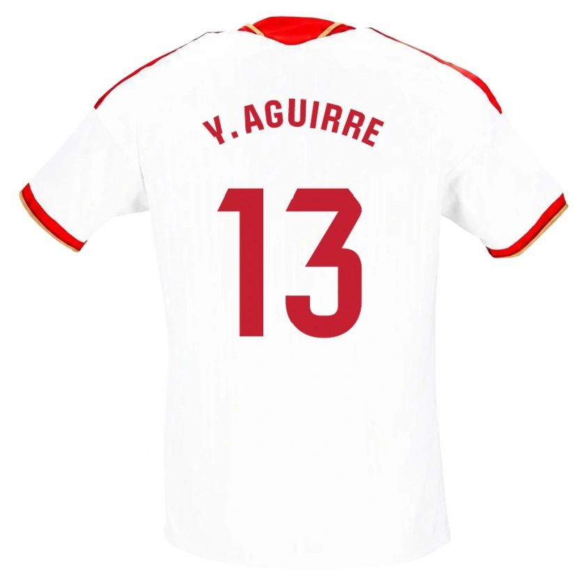 Danxen Mænd Yolanda Aguirre Gutiérrez #13 Hvid Rød Hjemmebane Spillertrøjer 2026/27 Trøje T-Shirt
