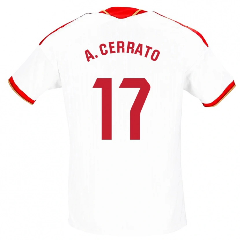 Danxen Mænd Alba Cerrato Izquierdo #17 Hvid Rød Hjemmebane Spillertrøjer 2026/27 Trøje T-Shirt