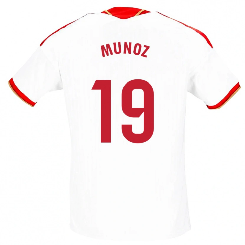 Danxen Mænd Iker Muñoz #19 Hvid Rød Hjemmebane Spillertrøjer 2026/27 Trøje T-Shirt