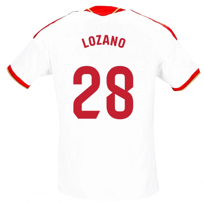 Danxen Mænd Elena Lozano #28 Hvid Rød Hjemmebane Spillertrøjer 2026/27 Trøje T-Shirt