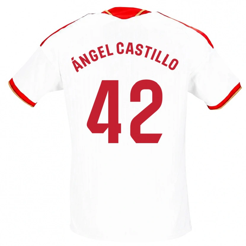 Danxen Mænd Manuel Ángel Castillo #42 Hvid Rød Hjemmebane Spillertrøjer 2026/27 Trøje T-Shirt