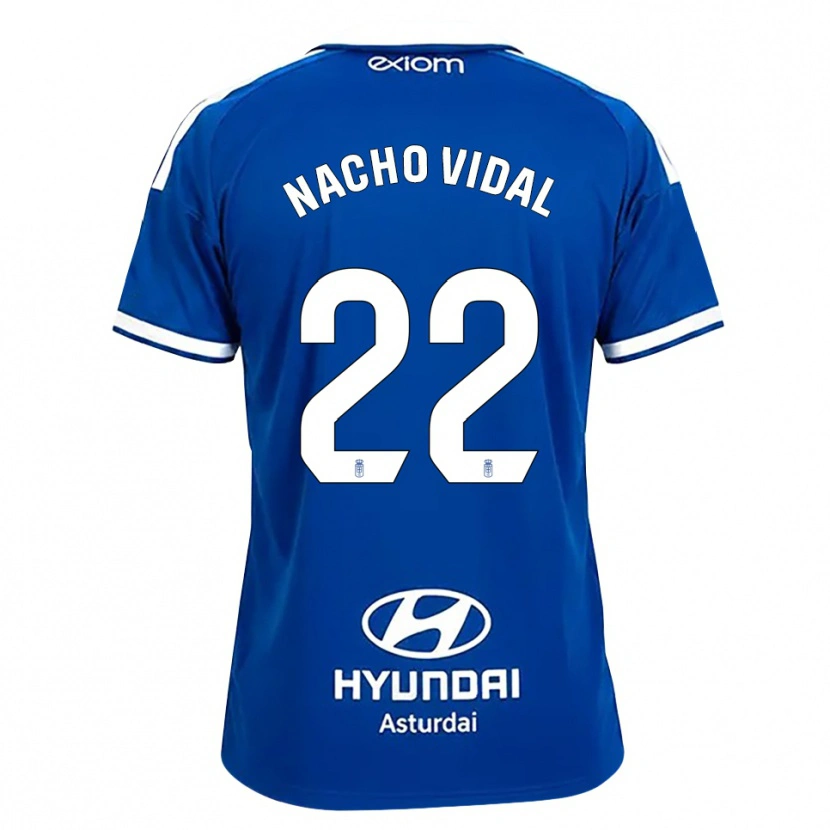 Danxen Mænd Nacho Vidal #22 Mediumblå Hvid Hjemmebane Spillertrøjer 2026/27 Trøje T-Shirt