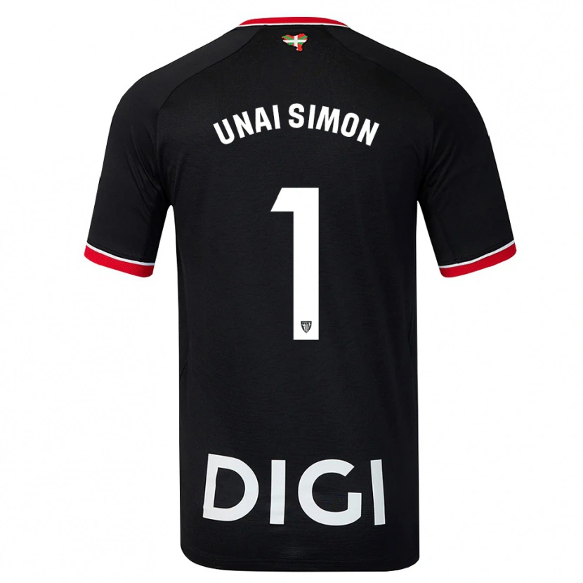 Danxen Mænd Unai Simón #1 Sort Hvid Rød Udebane Spillertrøjer 2026/27 Trøje T-Shirt