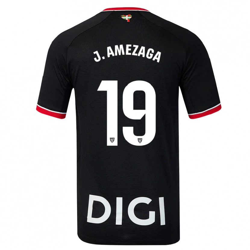 Danxen Mænd Jone Amezaga #19 Sort Hvid Rød Udebane Spillertrøjer 2026/27 Trøje T-Shirt
