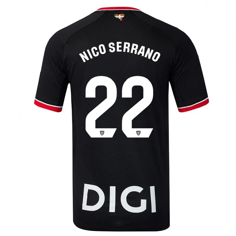 Danxen Mænd Nico Serrano #22 Sort Hvid Rød Udebane Spillertrøjer 2026/27 Trøje T-Shirt