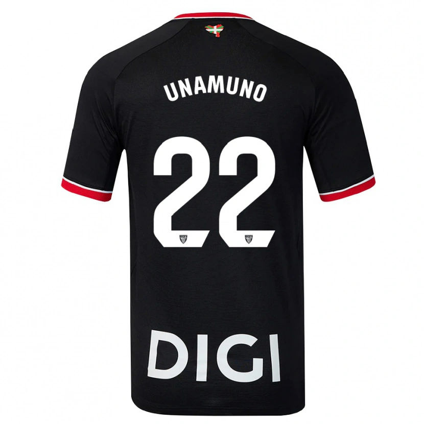 Danxen Mænd Oier Unamuno #22 Sort Hvid Rød Udebane Spillertrøjer 2026/27 Trøje T-Shirt