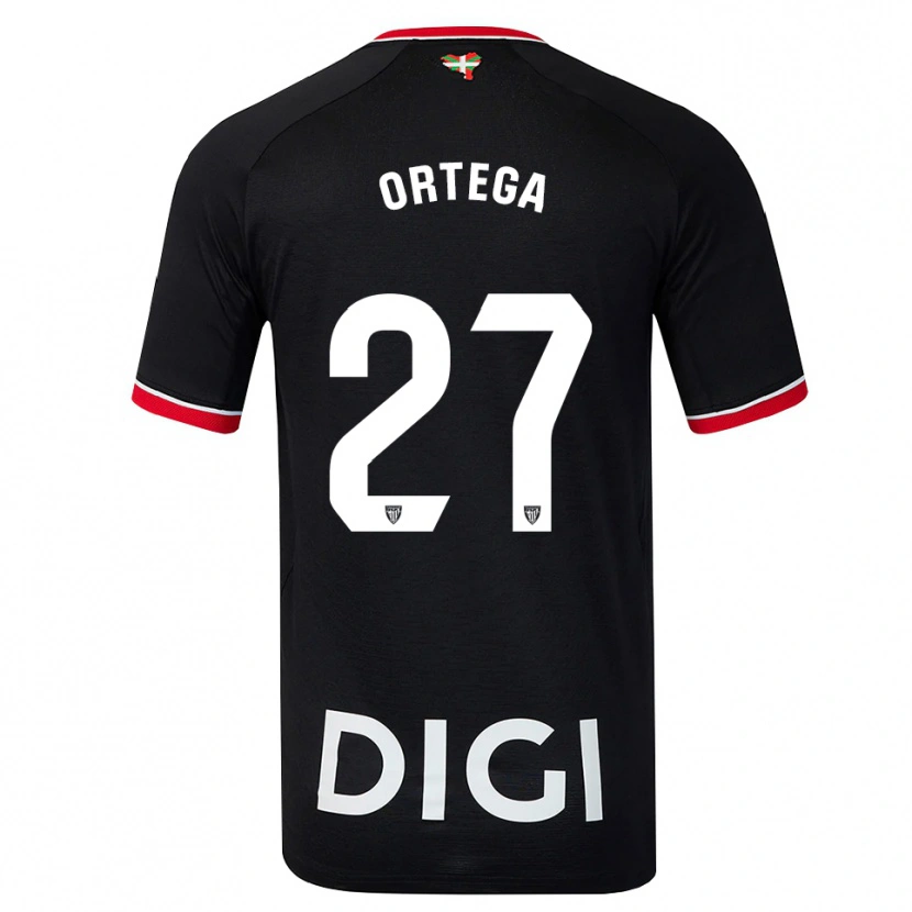 Danxen Mænd Sara Ortega #27 Sort Hvid Rød Udebane Spillertrøjer 2026/27 Trøje T-Shirt