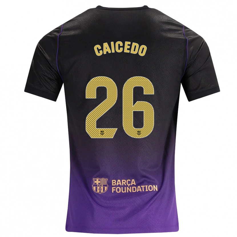 Danxen Mænd Josué Caicedo #26 Lilla Gul Sort Udebane Spillertrøjer 2026/27 Trøje T-Shirt