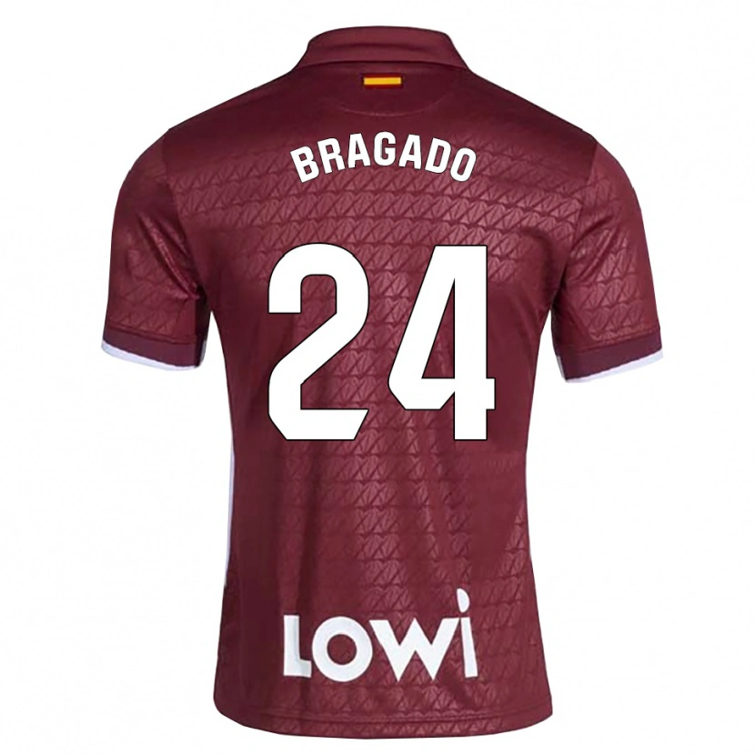 Danxen Mænd Alonso Bragado #24 Mørkerød Hvid Udebane Spillertrøjer 2026/27 Trøje T-Shirt